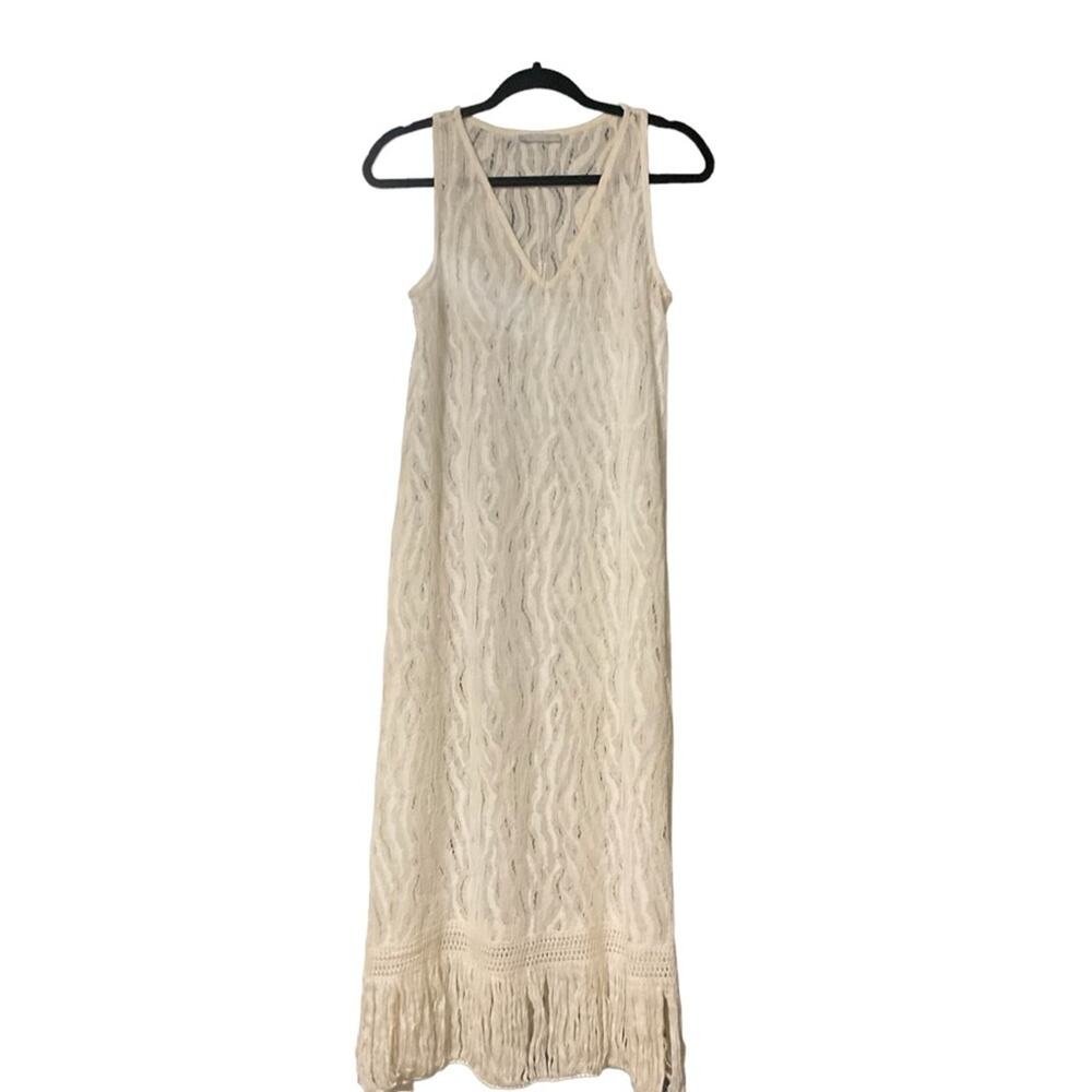 Zara Open Knit Tank Dress Swim Cover Cream Size Small